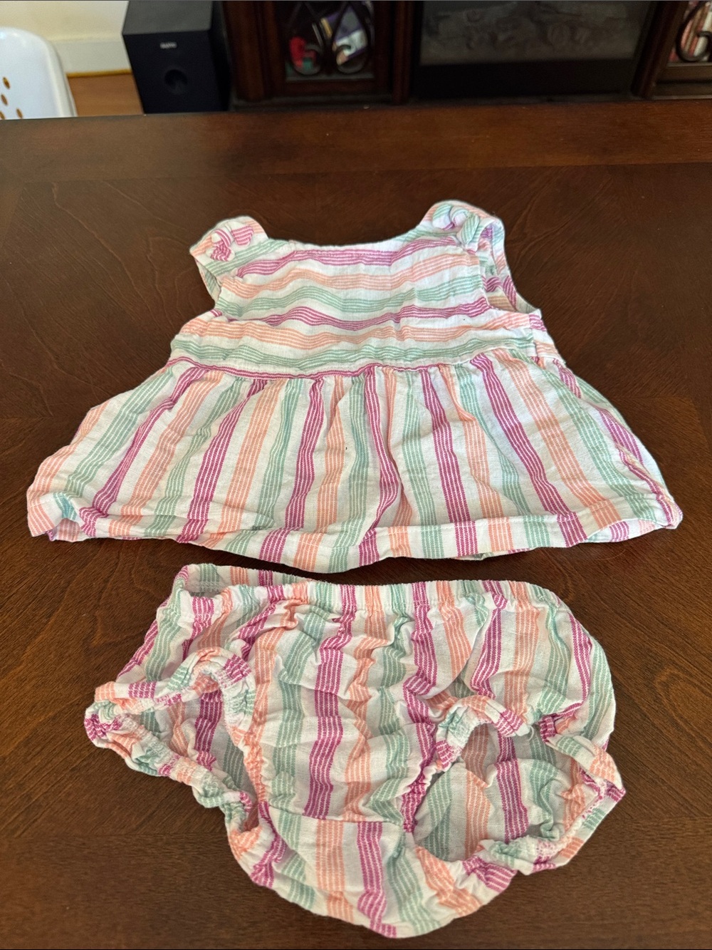Carter's Pink, Mint & Coral Striped Baby One-Piece Set